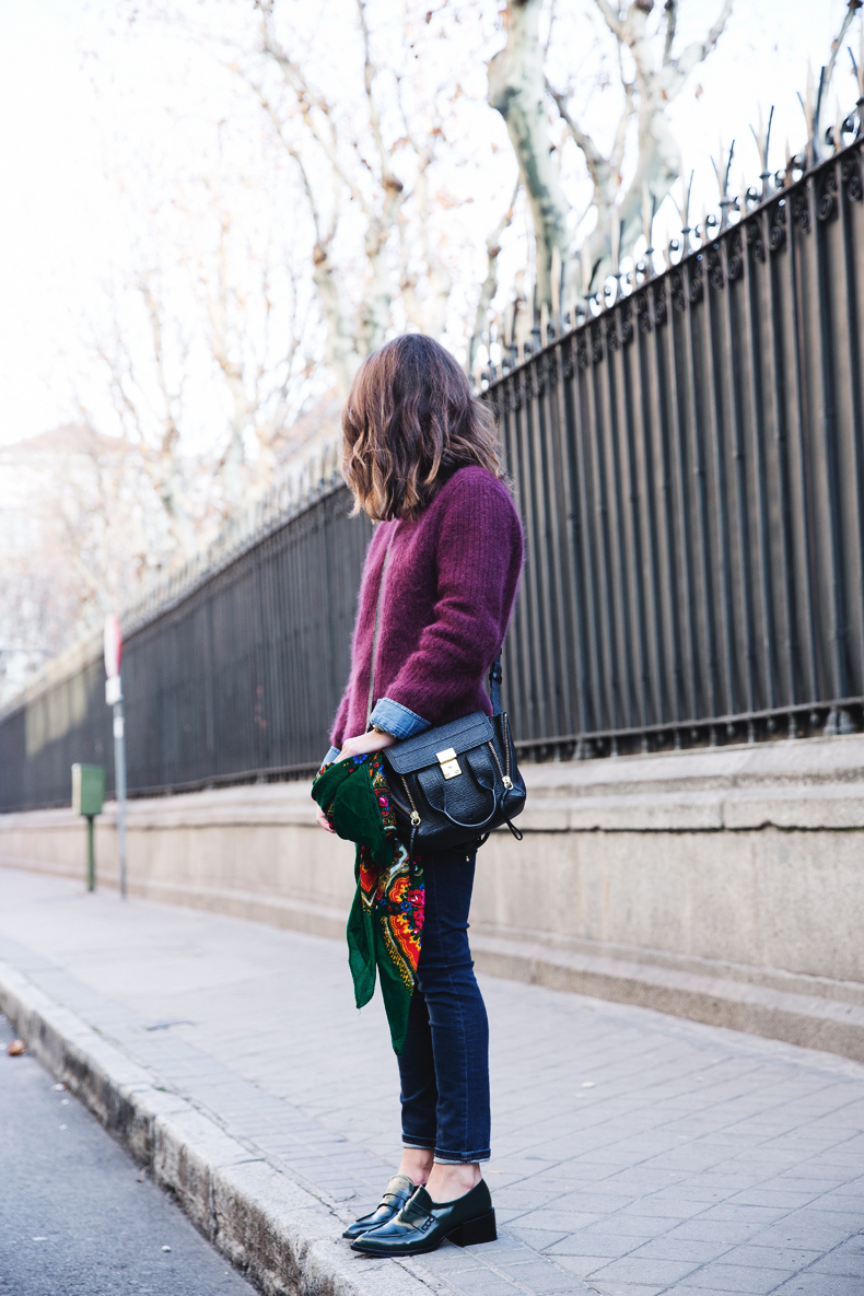 Double_Denim-Loafers-Burgundy_Jumper-Outfit-Vintage_Scarf-Street_Style-23