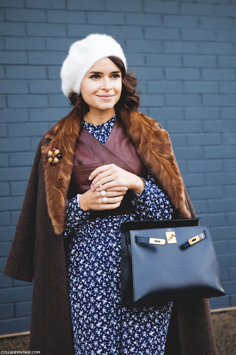 New_York_Fashion_Week-Street_Style-Fall_Winter-2015-Miroslava_Duma-Floral_Dress-LEather_Top-4