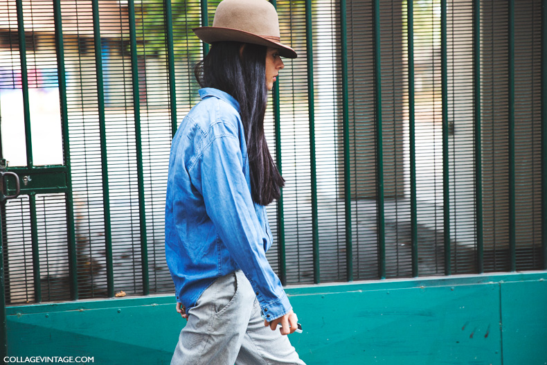 Paris_Fashion_Week_Spring_Summer_15-PFW-Street_Style-Denim_Shirt-Camel_Hat