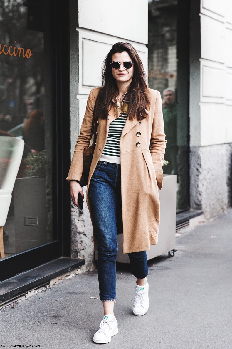 Milan_Fashion_Week-Fall_Winter_2015-Street_Style-MFW-Alessandra_Codinha-Beige_Coat-Levis-Stan_Smith-