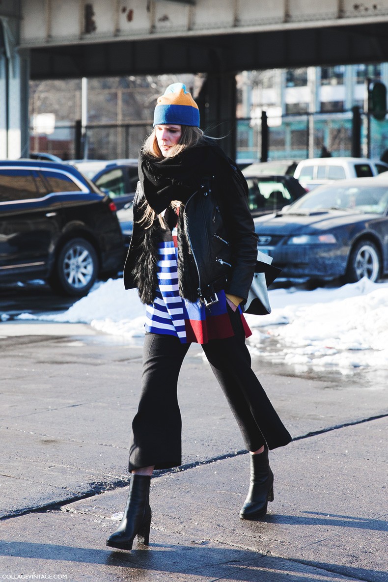 New_York_Fashion_Week-Fall_Winter_2015-Street_Style-NYFW-Culotte_Trousers-Booties-Stripes-