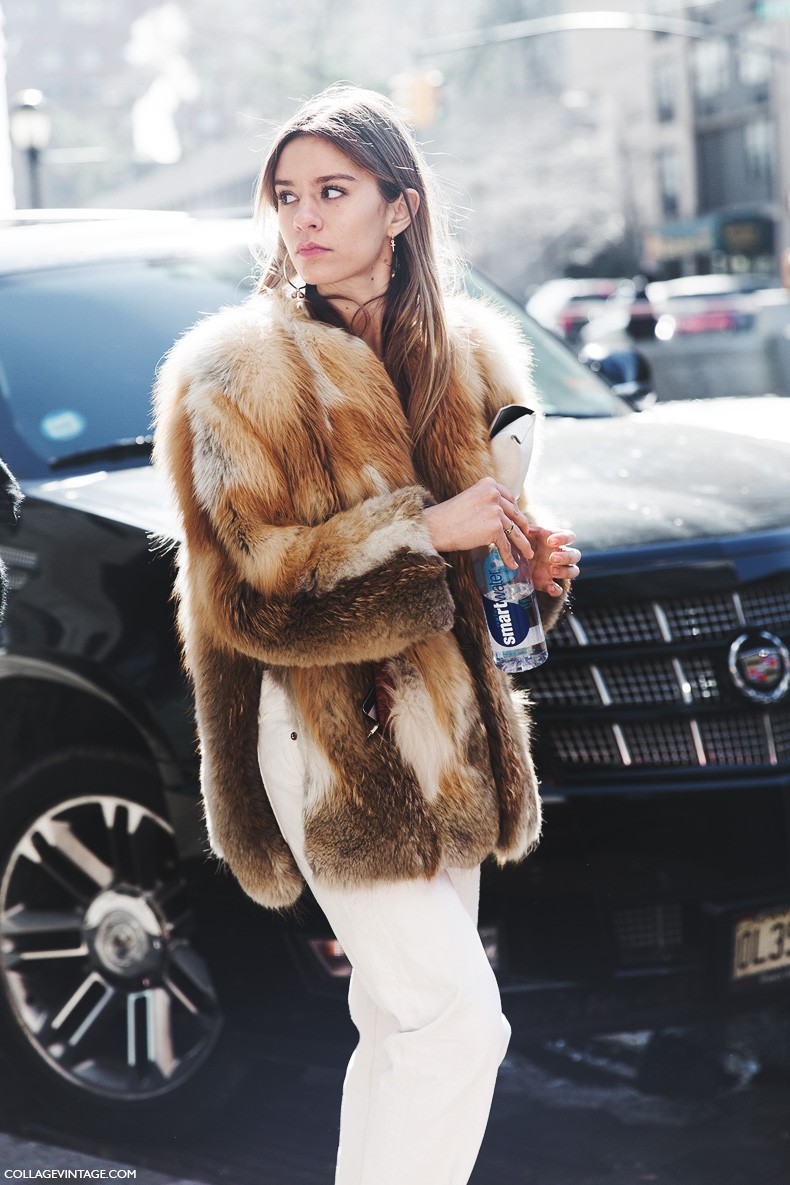 New_York_Fashion_Week-Fall_Winter_2015-Street_Style-NYFW-Fur_Coat-White_Jeans-