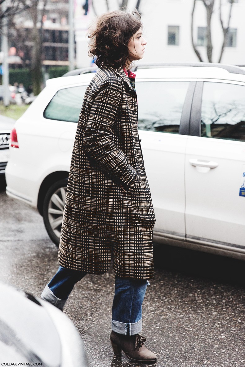 Milan_Fashion_Week-Fall_Winter_2015-Street_Style-MFW-Checked_Coat-