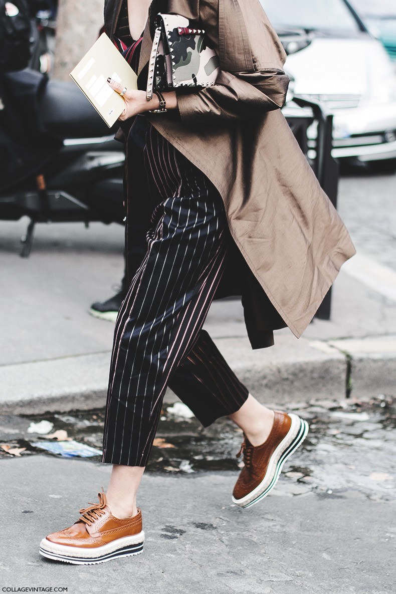 Paris_Fashion_Week-Fall_Winter_2015-Street_Style-PFW-Striped_Trousers-Prada_Oxfords-Valentino_Bag-