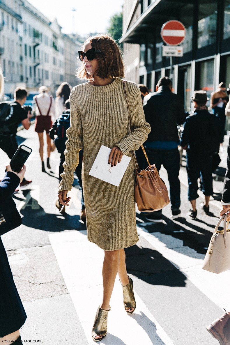 MFW-Milan_Fashion_Week-Spring_Summer_2016-Street_Style-Say_Cheese-Candela_Novembre-Knitted_Dress-Golden_Shoes-