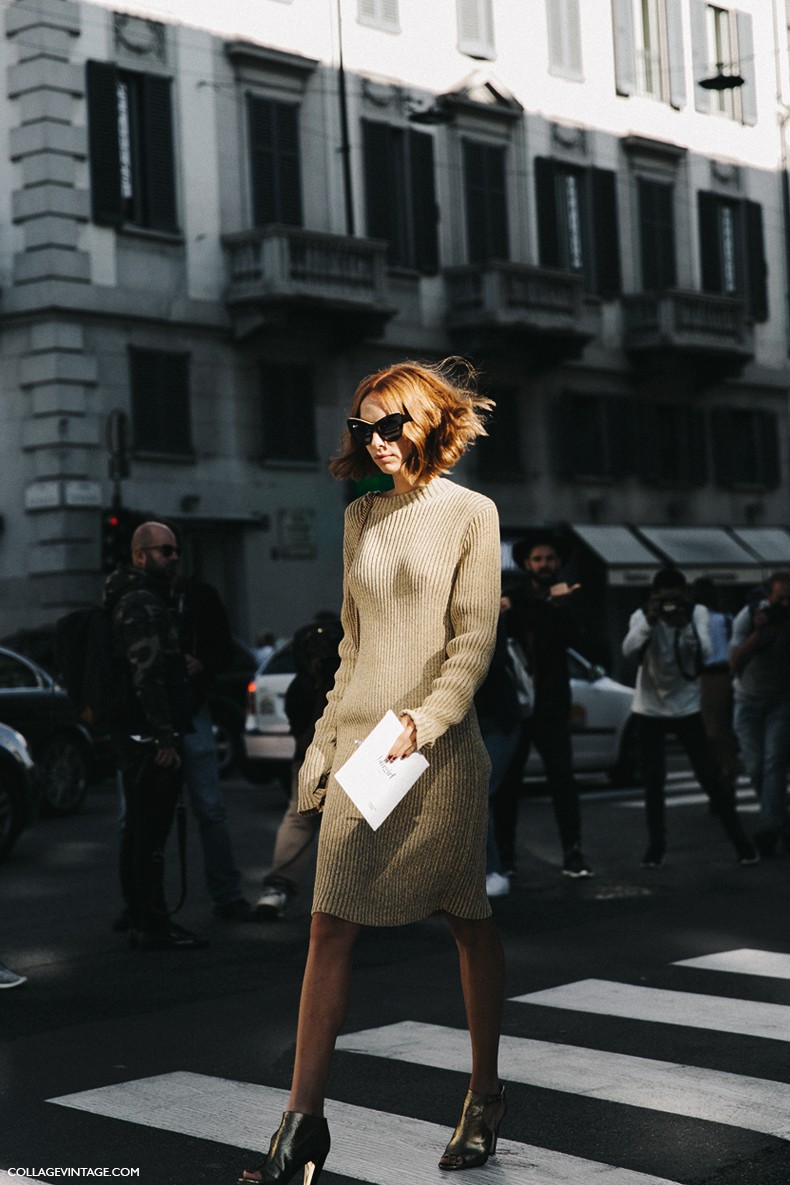 MFW-Milan_Fashion_Week-Spring_Summer_2016-Street_Style-Say_Cheese-Candela_Novembre-Knitted_Dress-Golden_Shoes-7