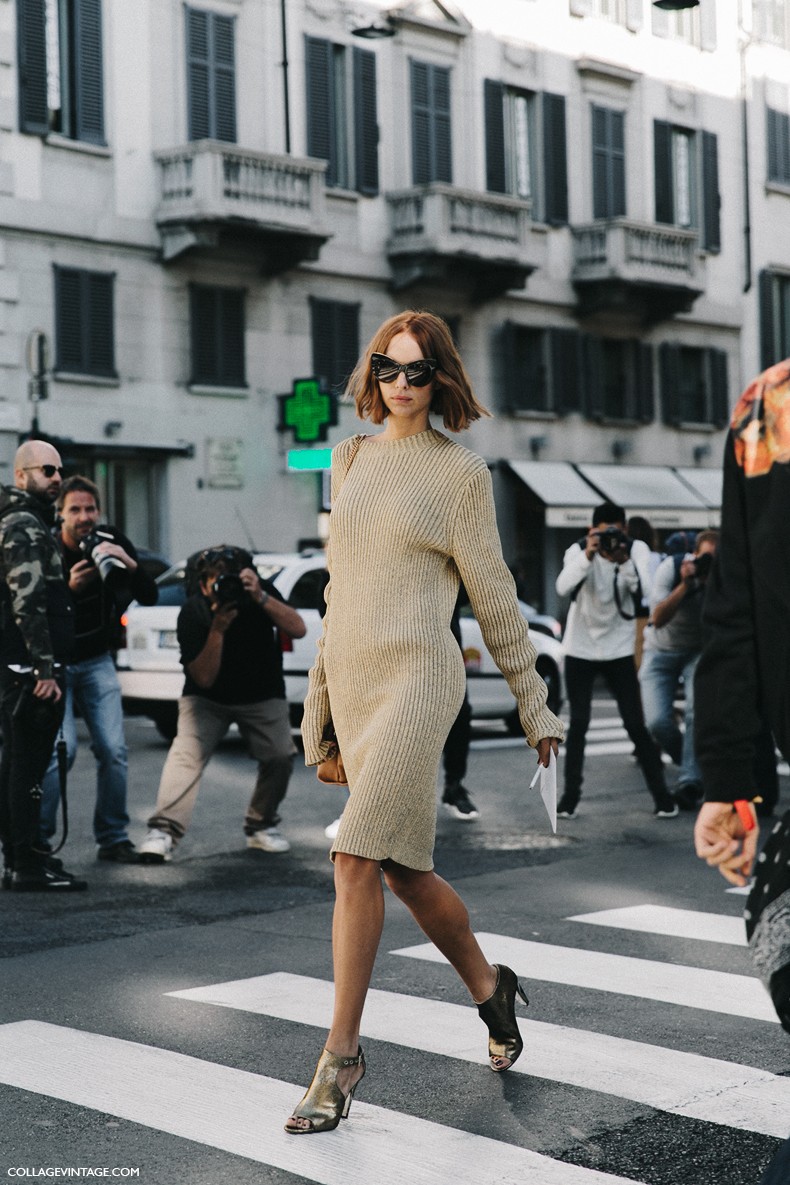 MFW-Milan_Fashion_Week-Spring_Summer_2016-Street_Style-Say_Cheese-Candela_Novembre-Knitted_Dress-Golden_Shoes-8