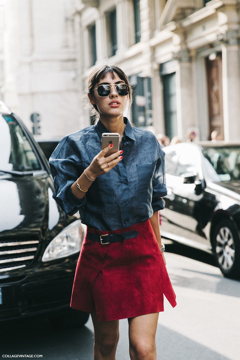 MFW-Milan_Fashion_Week-Spring_Summer_2016-Street_Style-Say_Cheese-Patricia_Manfield-Red_Suede_Skirt-