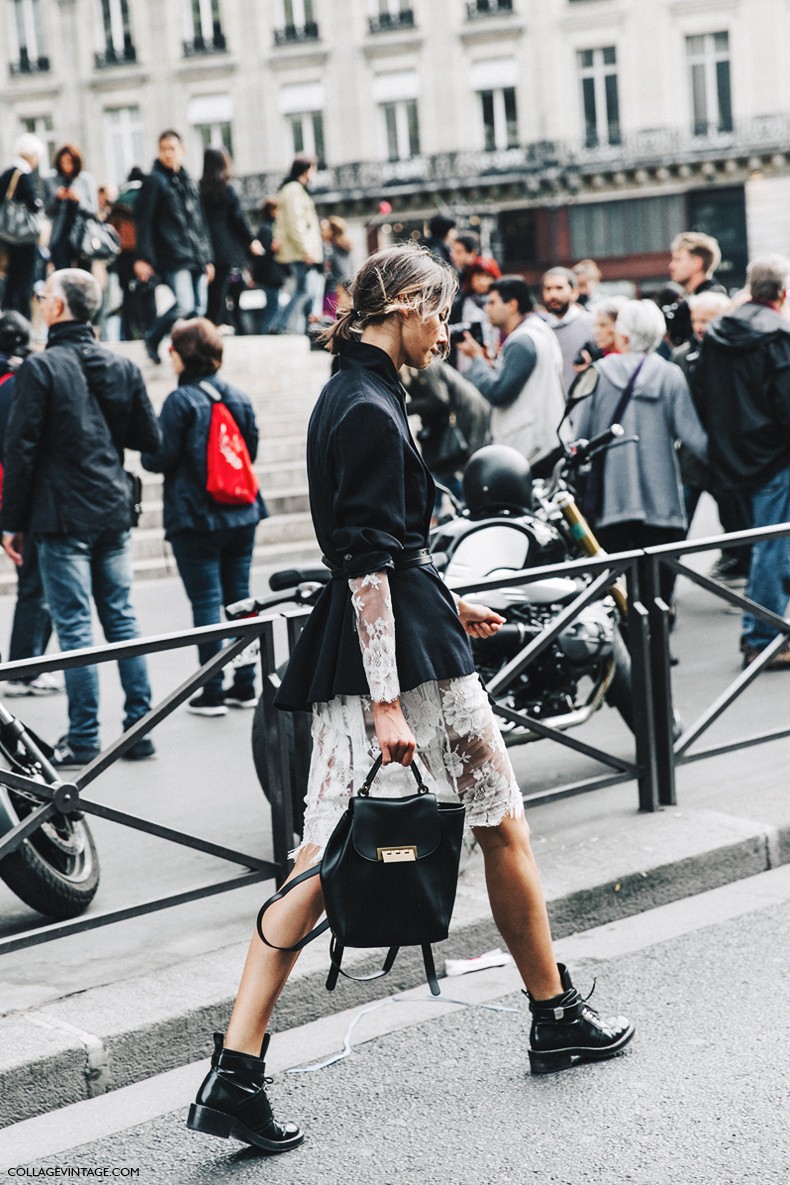 PFW-Paris_Fashion_Week-Spring_Summer_2016-Street_Style-Say_Cheese-Lace_Dress-Blazer-