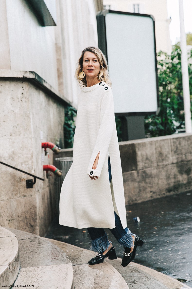 PFW-Paris_Fashion_Week-Spring_Summer_2016-Street_Style-Say_Cheese-Natalie_Joos-White_Knit-Jeans-Loafers-Big_Earring-