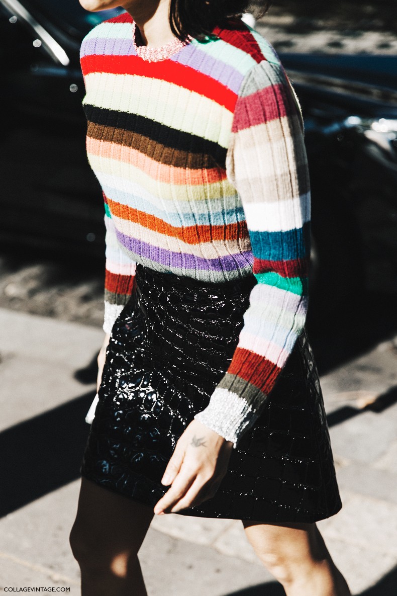 PFW-Paris_Fashion_Week-Spring_Summer_2016-Street_Style-Say_Cheese-Striped_Jumpsuit-Coco_mini_Skirt-