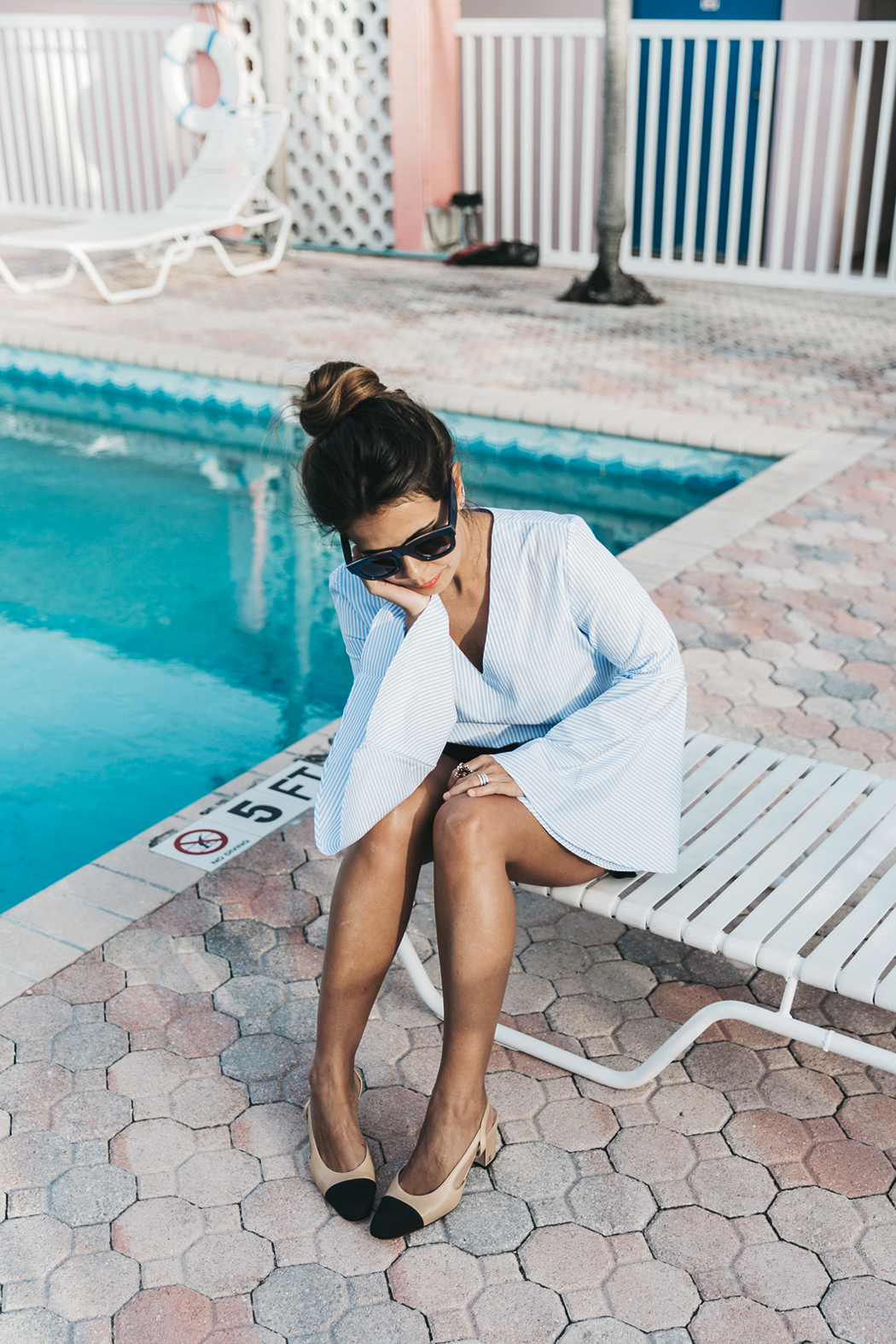 Miami-Striped_Top-Striped_Skirt-Chanel_SlingBack_Shoes-Outfit-Celine_Sunglasses-Isla_Morada-Street_Style-51