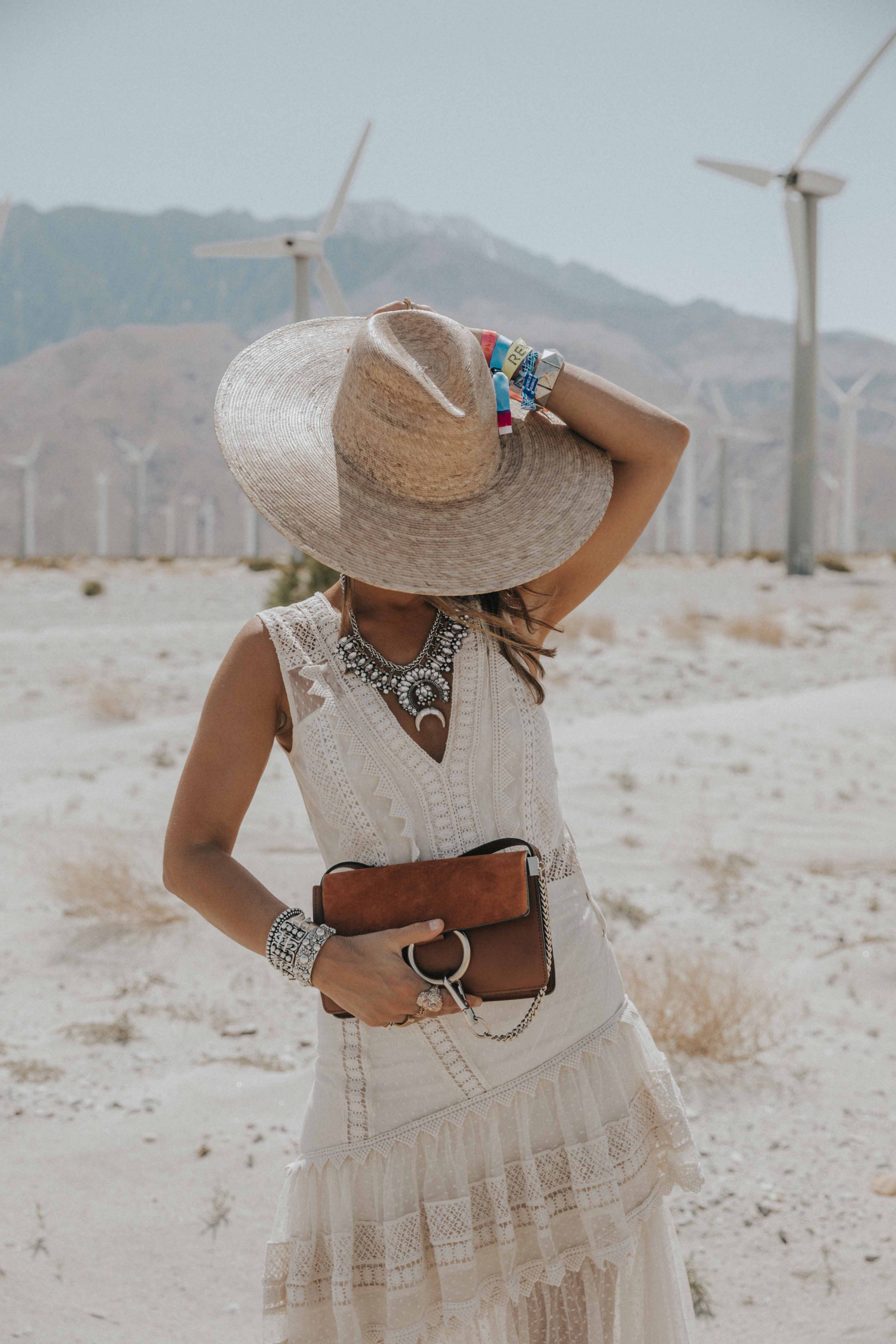 Collage Vintage at Coachella wearing a Long summer dress