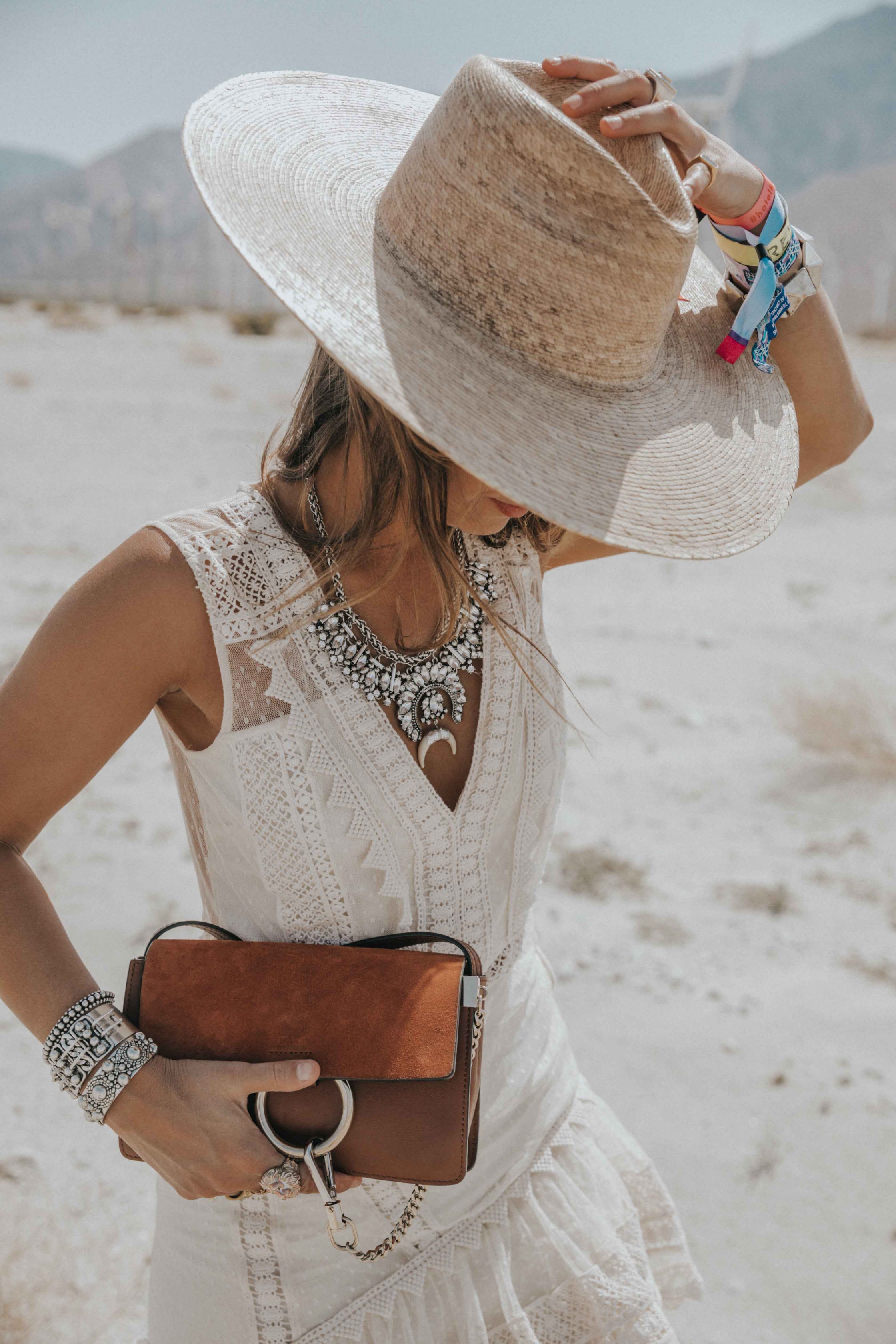 Collage Vintage at Coachella wearing a Long summer dress