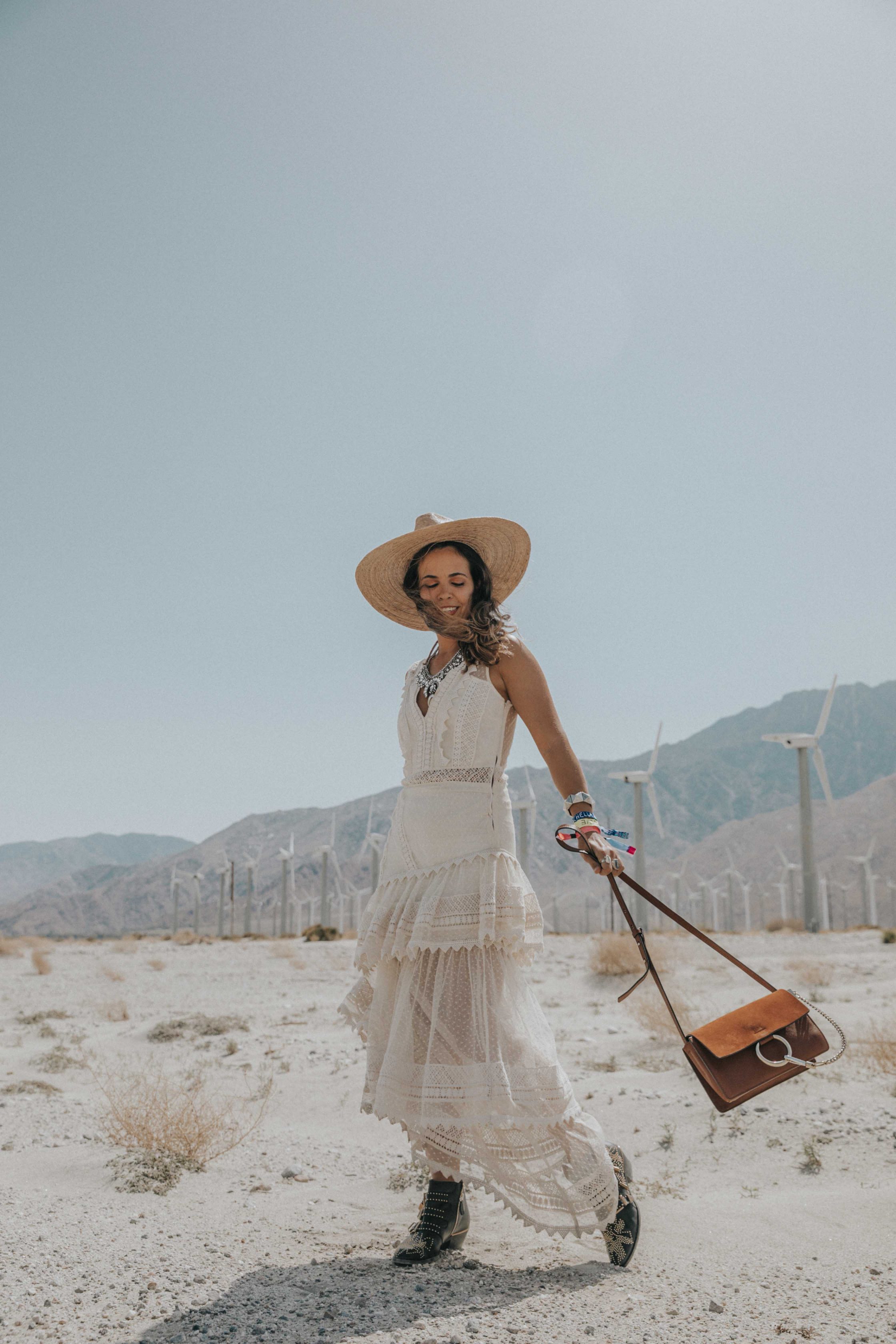 Collage Vintage at Coachella wearing a Long summer dress